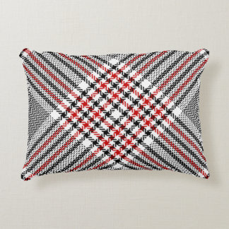 Glen Plaid Red Black Tweed Decorative Cushion