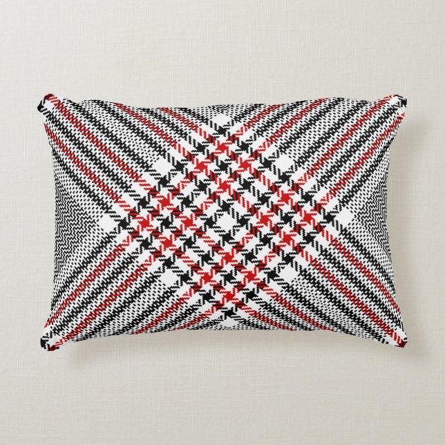 Glen Plaid Red Black Tweed Decorative Cushion (Front)