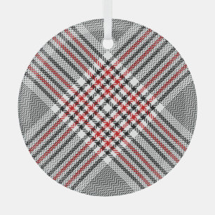 Glen Plaid Red Black Tweed Glass Tree Decoration