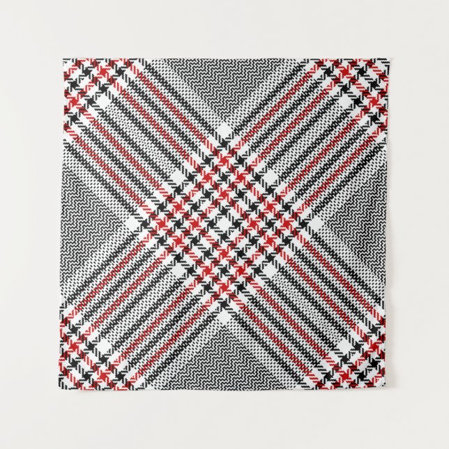 Glen Plaid Red Black Tweed Tapestry (Front)