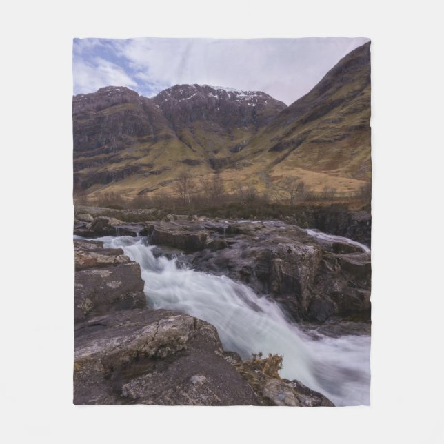 Glencoe Coe River Waterfall Fleece Blanket (Front)