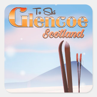 Glencoe Scotland ski poster Square Sticker