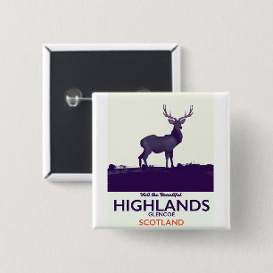 Glencoe, Scottish Highlands vacation print. 15 Cm Square Badge
