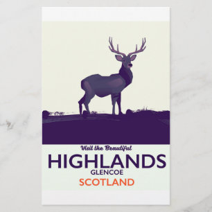 Glencoe, Scottish Highlands vacation print. Stationery