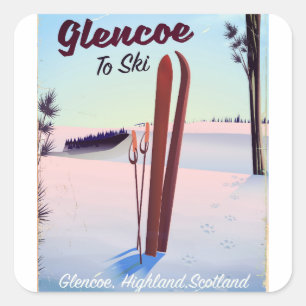 Glencoe To Ski travel poster Square Sticker