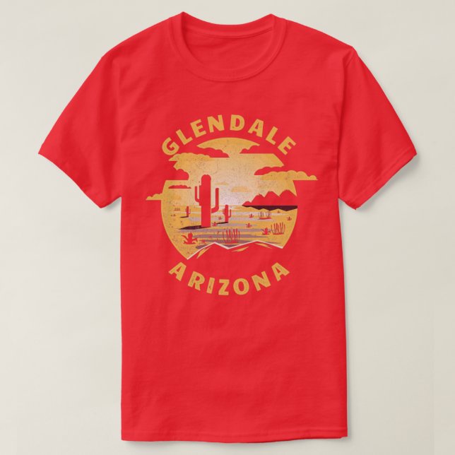 Glendale Arizona Desert Illustration Vintage Souve T-Shirt (Design Front)