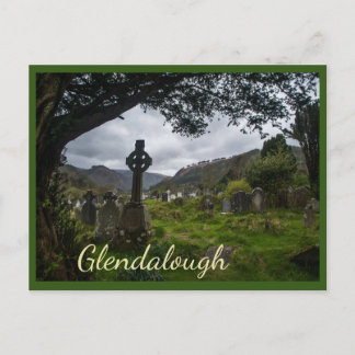 Glendalough (Celtic Cross) with text Postcard