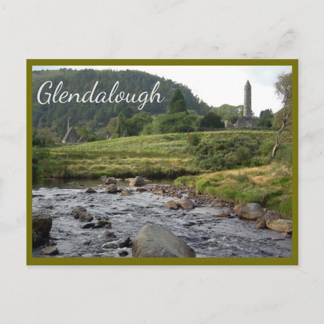 Glendalough Ruins with text Postcard (Front)