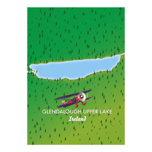 Glendalough Upper Lake Ireland map Photo Print
