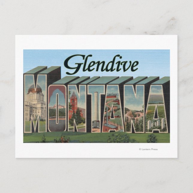 Glendive, Montana - Large Letter Scenes Postcard (Front)