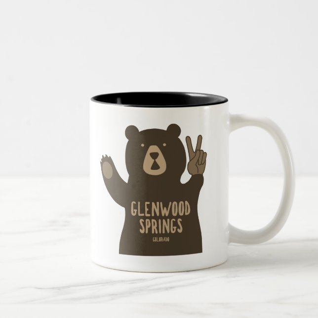 Glenwood Springs Colorado Peace Bear Two-Tone Coffee Mug (Right)