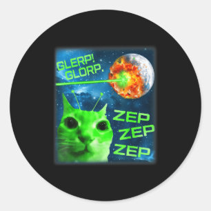 Glerp Glorp Funny Alien Cat Brainrot Meme  Classic Round Sticker