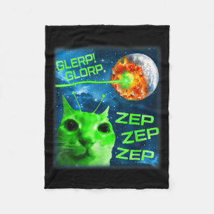 Glerp Glorp Funny Alien Cat Brainrot Meme  Fleece Blanket