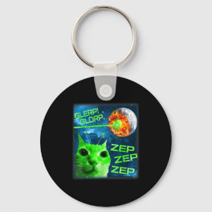 Glerp Glorp Funny Alien Cat Brainrot Meme Key Ring