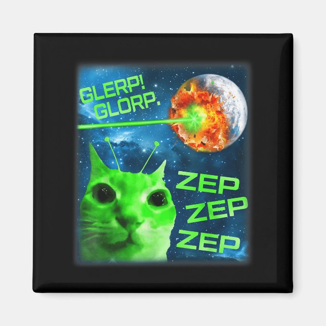 Glerp Glorp Funny Alien Cat Brainrot Meme  Magnet (Front)