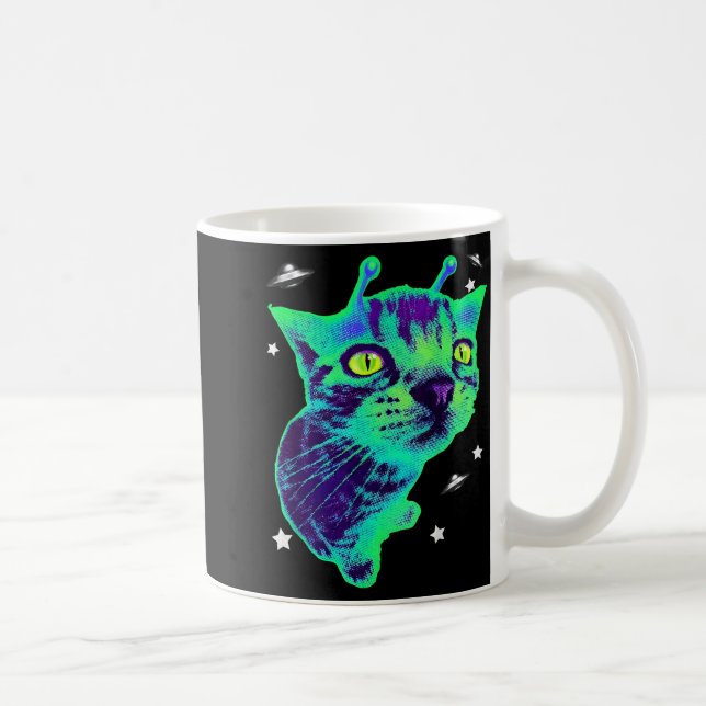 Glerp Glorp Funny Alien Cat Meme Gnarp Cat Silly A Coffee Mug (Right)