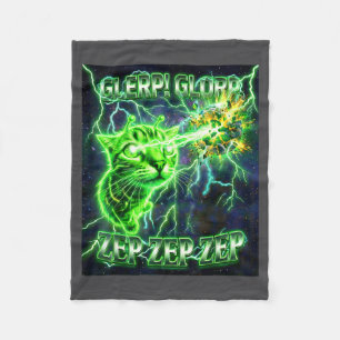 Glerp Glorp Funny Alien Gnarp Alien Cat Silly Gift Fleece Blanket
