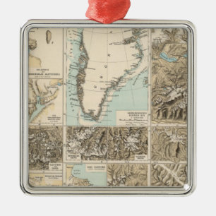 Gletscherkarte - Glacier Atlas Map Metal Ornament