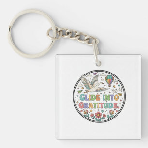 Glide into Gratitude: Retro Earth & Eco-Friendly Key Ring