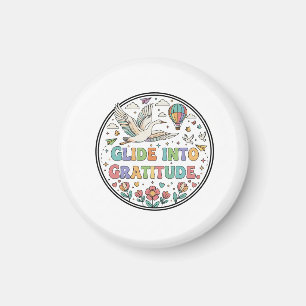Glide into Gratitude: Retro Earth & Eco-Friendly  Magnet