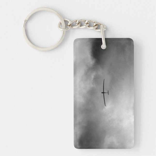 Glider flying in gray sky key ring (Front)