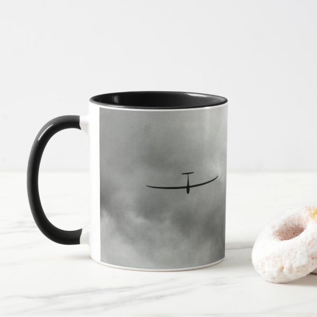 Glider flying in gray sky mug (With Donut)