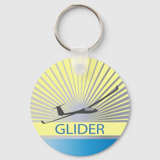 Glider Sailplane Aircraft Key Ring (Front)