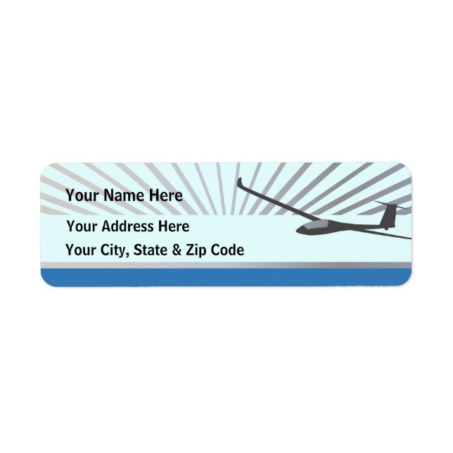 Glider Sailplane Aircraft Return Address Label (Front)