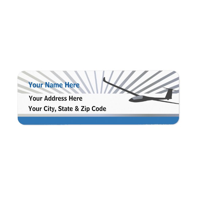 Glider Sailplane Aircraft Return Address Label (Front)