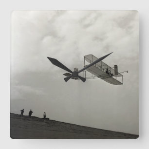 Glider Test Flight Aviation Wright Brothers Square Wall Clock