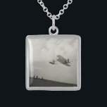 Glider Test Flight Aviation Wright Brothers Sterling Silver Necklace<br><div class="desc">Before the first aeroplane there was a glider tests. The Wright brothers designed, built and flew a series of three manned gliders in 1900–1902 as they worked towards achieving powered flight. They also made preliminary tests with a kite in 1899. In 1911 Orville conducted tests with a much more sophisticated...</div>