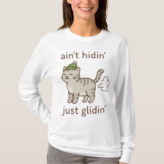 Glidin' Cat in Cosy Beanie T-Shirt