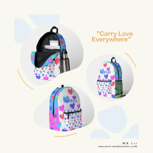 Gliding Hearts - Fun Assorted Pastel Colours, Name Printed Backpack