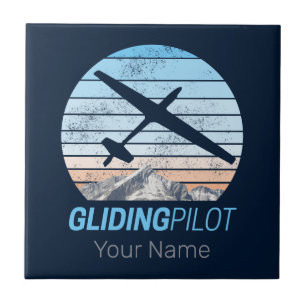 Gliding Pilot Vintage Aviator Sunset Aeroplane Ceramic Tile