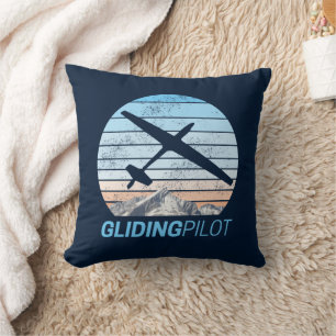 Gliding Pilot Vintage Aviator Sunset Aeroplane Cushion