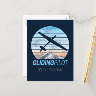 Gliding Pilot Vintage Aviator Sunset Aeroplane Holiday Postcard