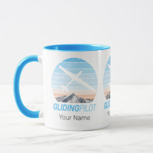 Gliding Pilot Vintage Aviator Sunset Aeroplane Mug
