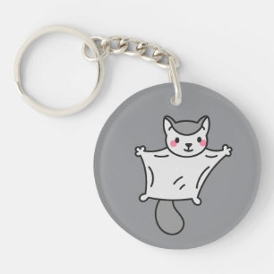 Gliding Sugar Glider Cartoon Art Key Ring