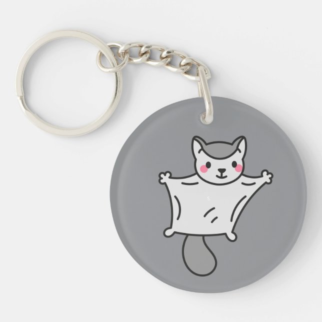 Gliding Sugar Glider Cartoon Art Key Ring (Front)
