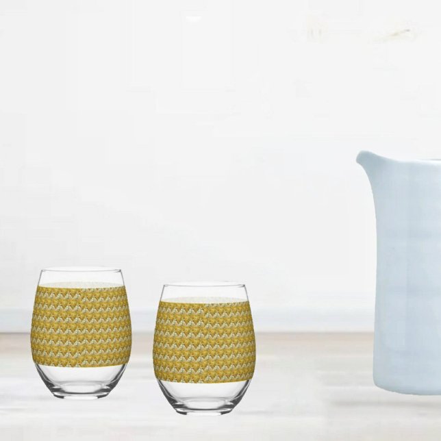 Glimmer Of Love Stemless Wine Glass (Glittering, hearts pattern, in these elegant, Stemless Wine Glasses!)