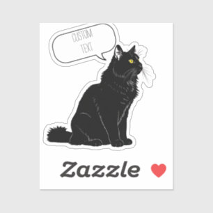 Glimmering Gaze: Personalised Fluffy Black Cat 