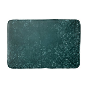 Glimmering Teal Grunge   Rich Green Glam Damask Bath Mat