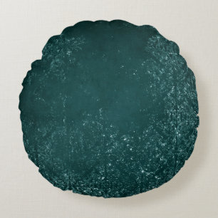 Glimmering Teal Grunge Rich Green Glam Damask Round Cushion