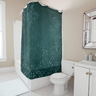 Glimmering Teal Grunge   Rich Green Glam Damask Shower Curtain