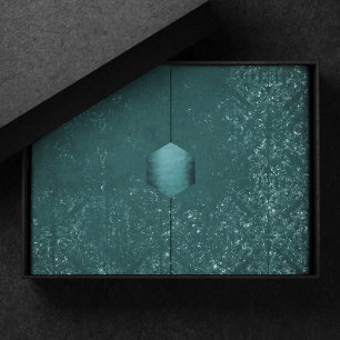 Glimmering Teal Grunge   Rich Green Glam Damask Tissue Paper