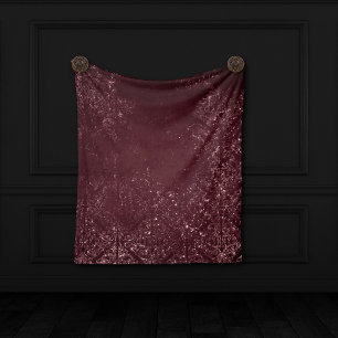 Glimmering Wine Grunge   Sangria Bordeaux Damask Fleece Blanket