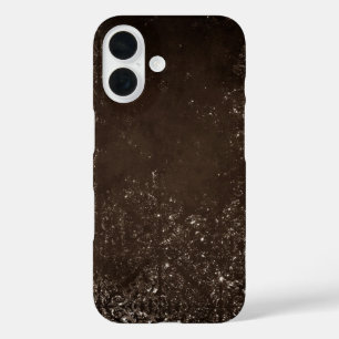 Glimmery Bronze Grunge   Rich Brown Glam Damask iPhone 16 Case