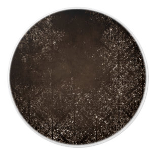 Glimmery Bronze Grunge   Rich Brown Glam Damask Ceramic Knob