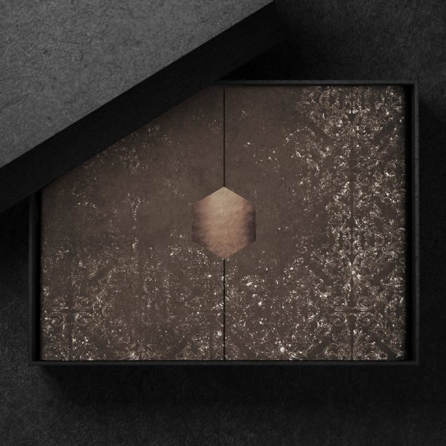 Glimmery Bronze Grunge | Rich Brown Glam Damask Tissue Paper (Creator Uploaded)