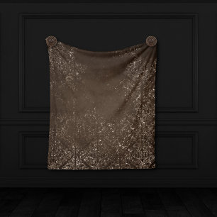 Glimmery Brown Grunge Gorgeous Bronze Damask Fleece Blanket